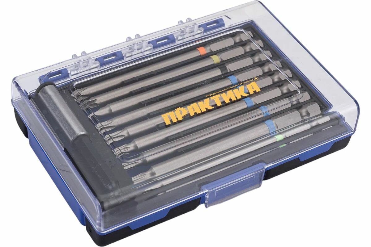 Набор бит 10шт. 100мм (PH. PZ. SL. Torx. Tri-Wing) ПРАКТИКА 777-505