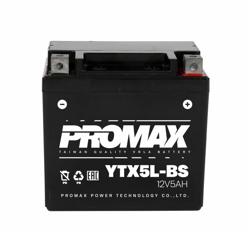 Аккумулятор для квадроцикла, мотоцикла, скутера, мопеда PROMAX YTX5L-BS(1205)