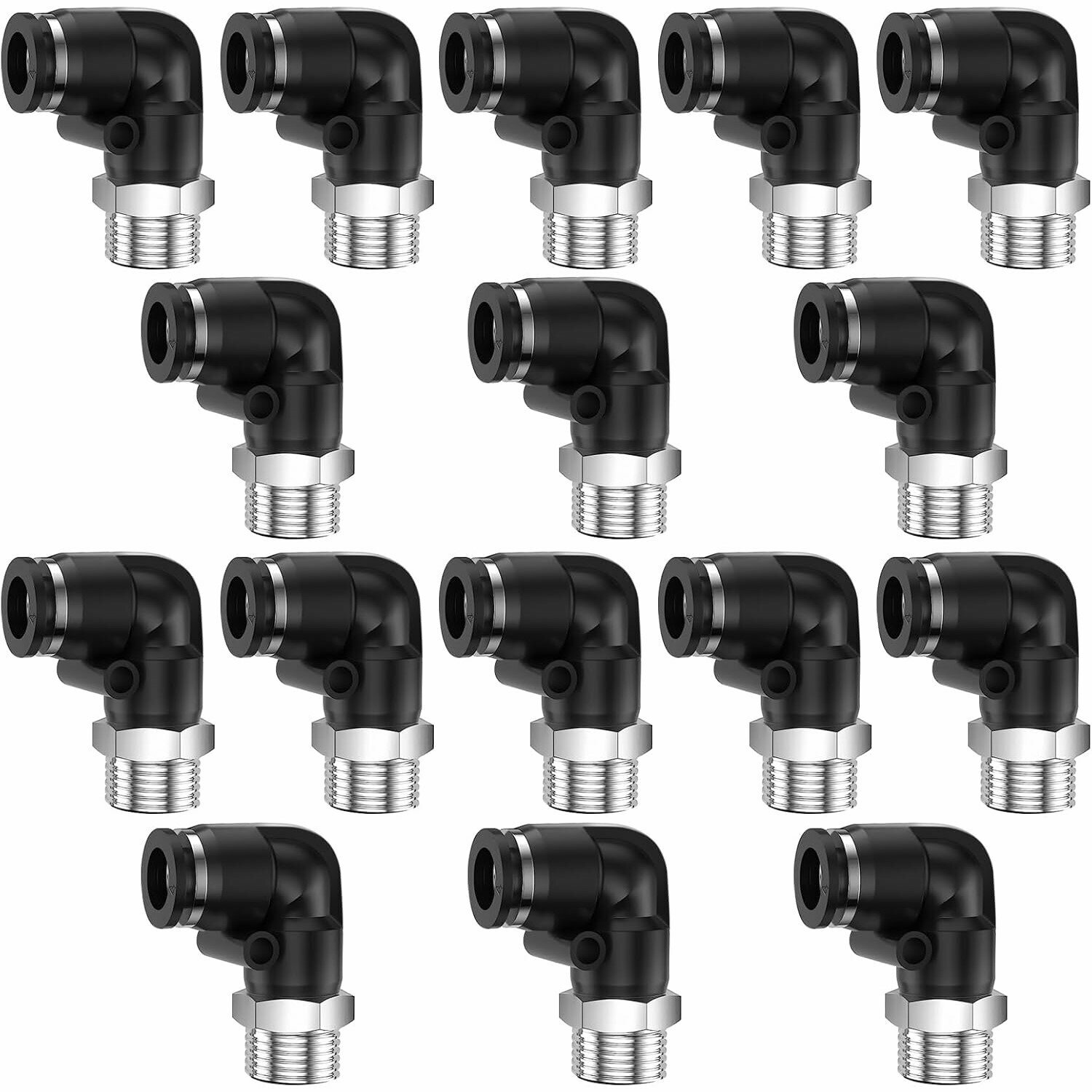 Пневматические соединители 16шт пневматический комплект Lобразной формы диаметром 4 мм для подключения шланга подачи воздуха и воды Быстроразъемный воздушный адаптер