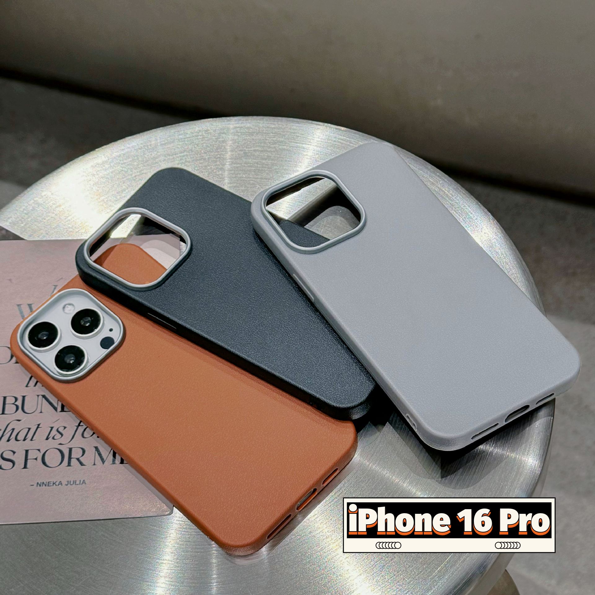 Чехол на айфон 16 про черный кожаный - Чехол iPhone 16 pro черный