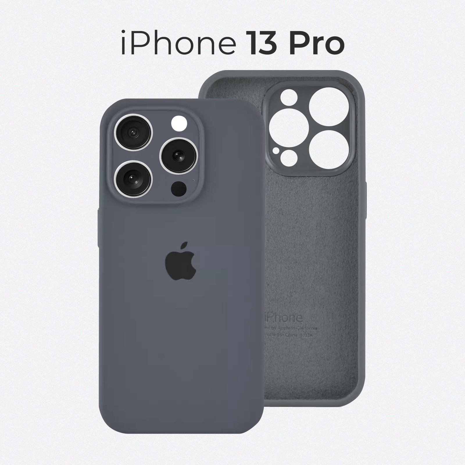 Чехол на Айфон 13 Про / Противоударный чехол на iPhone 13 Pro с защитой камеры, серый