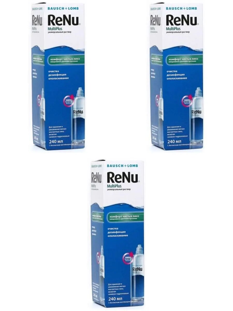 Раствор длинз renu multiplus 240мл 3 шт