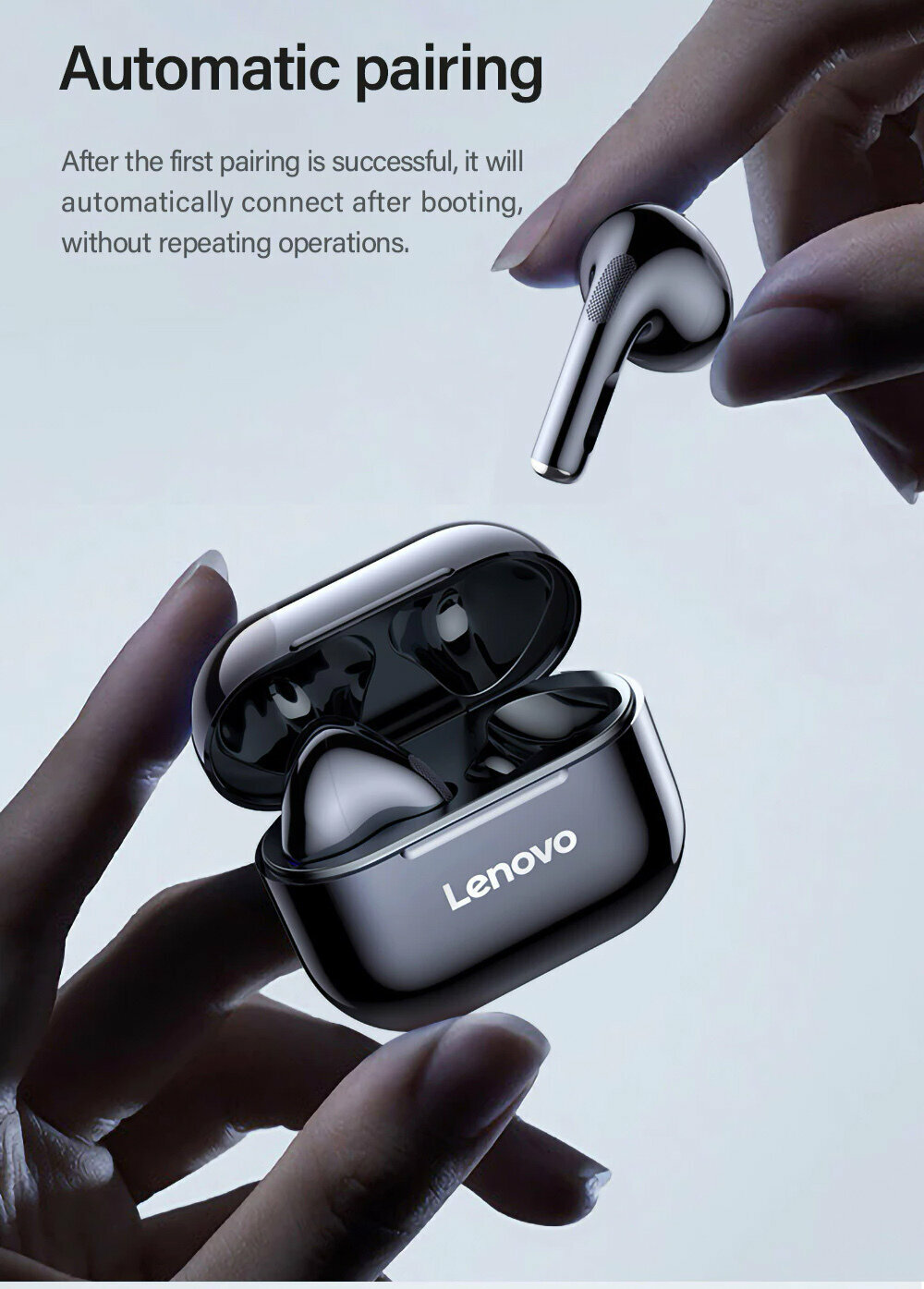 Беспроводные наушники Thinkplus Lenovo LP40 TWS черные, Беспроводные наушники Thinkplus Lenovo LP40 TWS черные