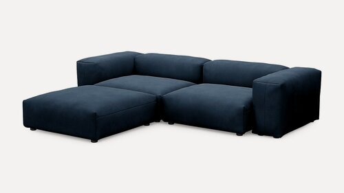 Изображение товара Диван с оттоманкой Фиджи Velutto 54 NEW 273x221x62 см, синий Велютто, нераскладной GOODFORM