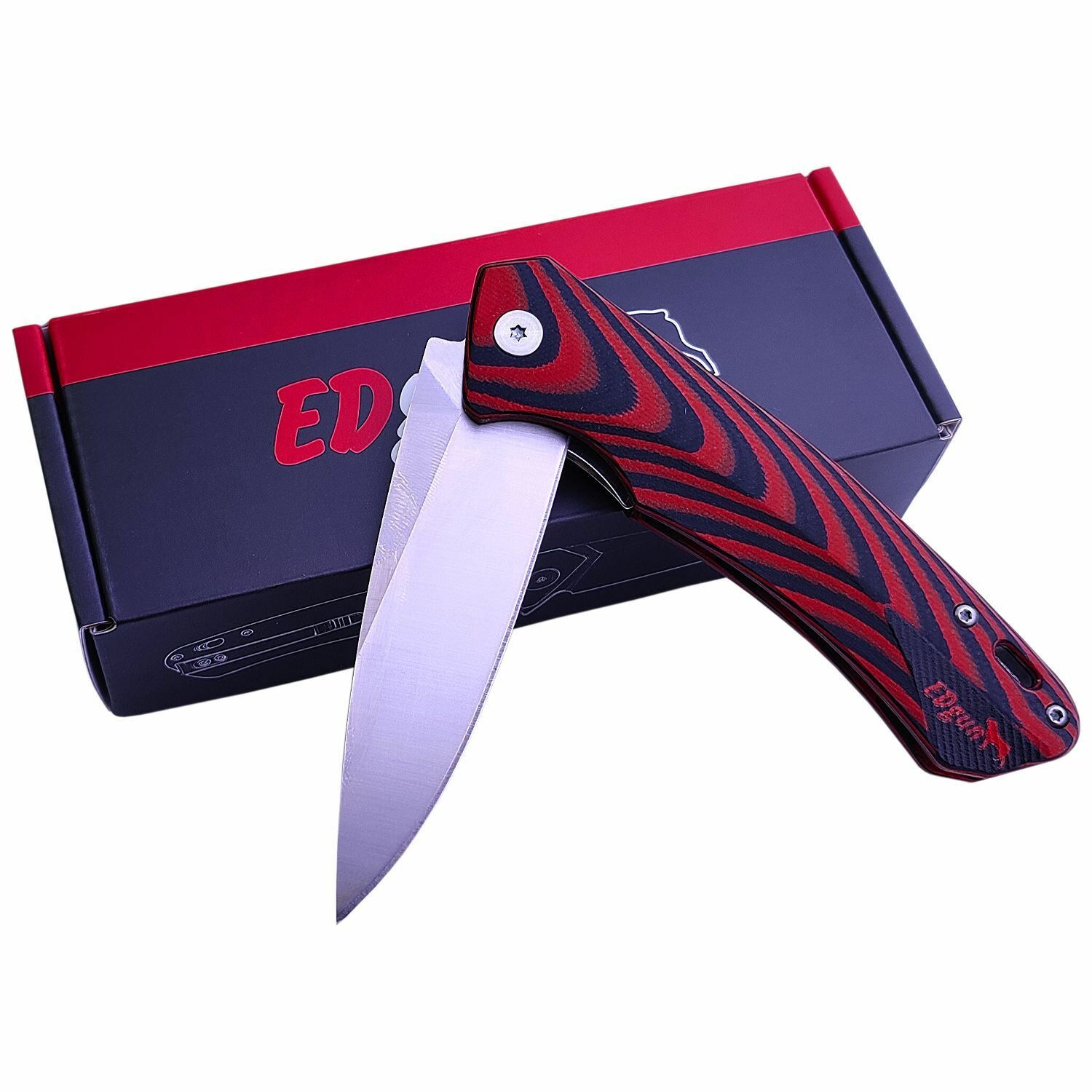 Нож складной "EDgun" сталь D2, рукоятка микарта Red