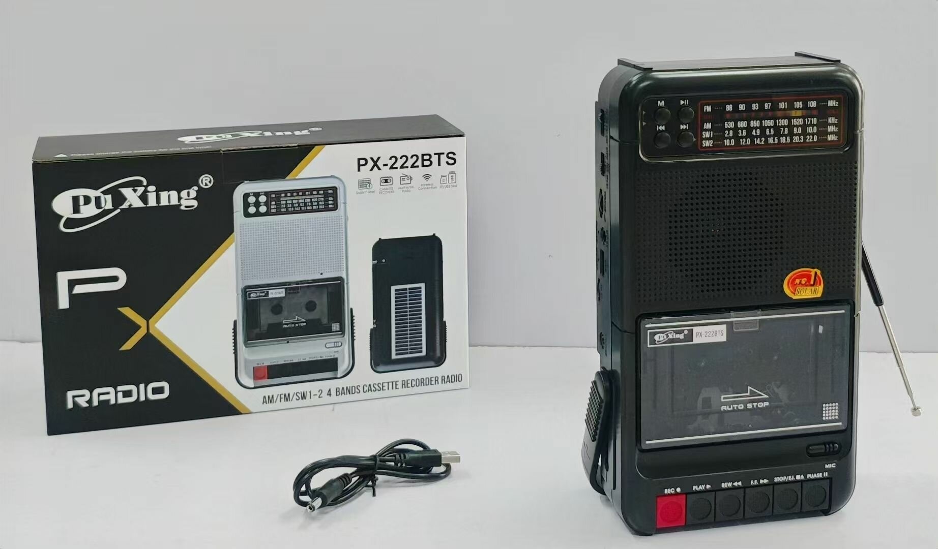 Портативная кассетная мини-магнитола с блютуз, поддержкой USB и microSD PuXing PX-222T