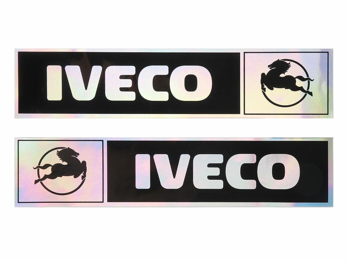 Наклейки на автомобиль "Эмблема IVECO" голографические (9х41 см) комплект на 2 стороны