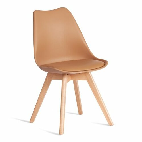 фото Комплект стульев tetchair tulip 2 шт. дерево, пластик, экокожа / бежевый, латте
