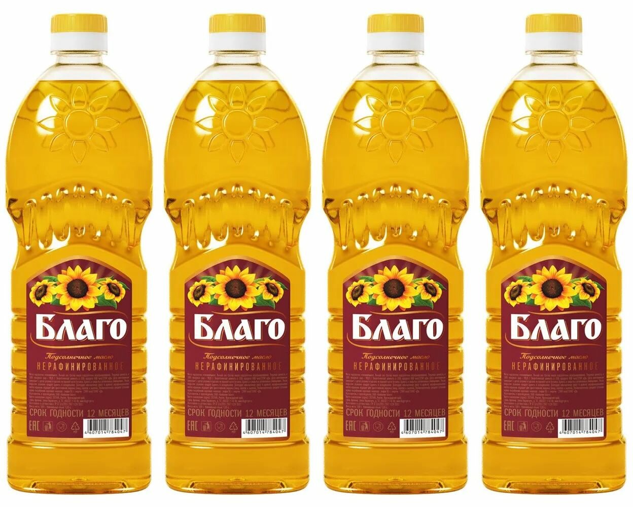 Масло подсолнечное благо растительное нерафинированное   650 г   4 шт 