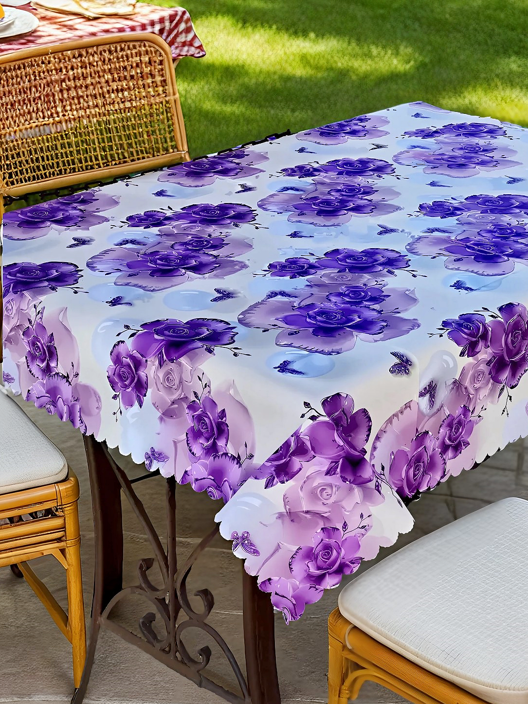 Скатерть на стол Laid Table клеенка для кухни 110x140, тканевая основа, водоотталкивающая, праздничная