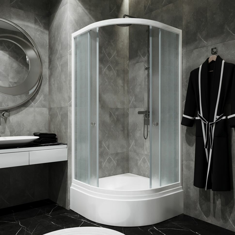 Душевая ширма TRITON Сигма-Хром 100х100 пятиугольная / 2 части/КС107 М2/КС93 М1/