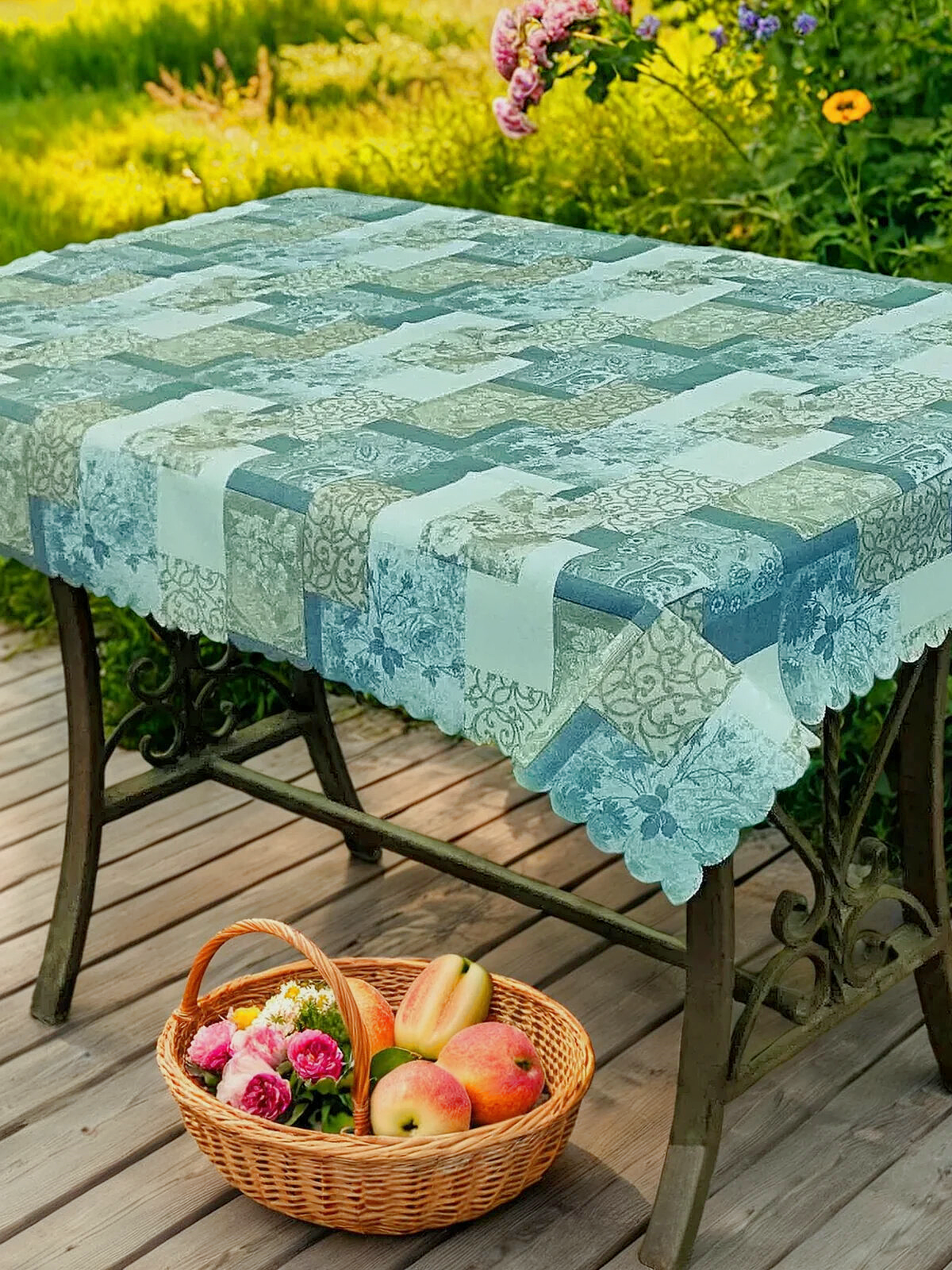 Скатерть на стол "Laid Table" 110х140 см - клеенка на кухню с водоотталкивающей пропиткой , декор для дома и дачи