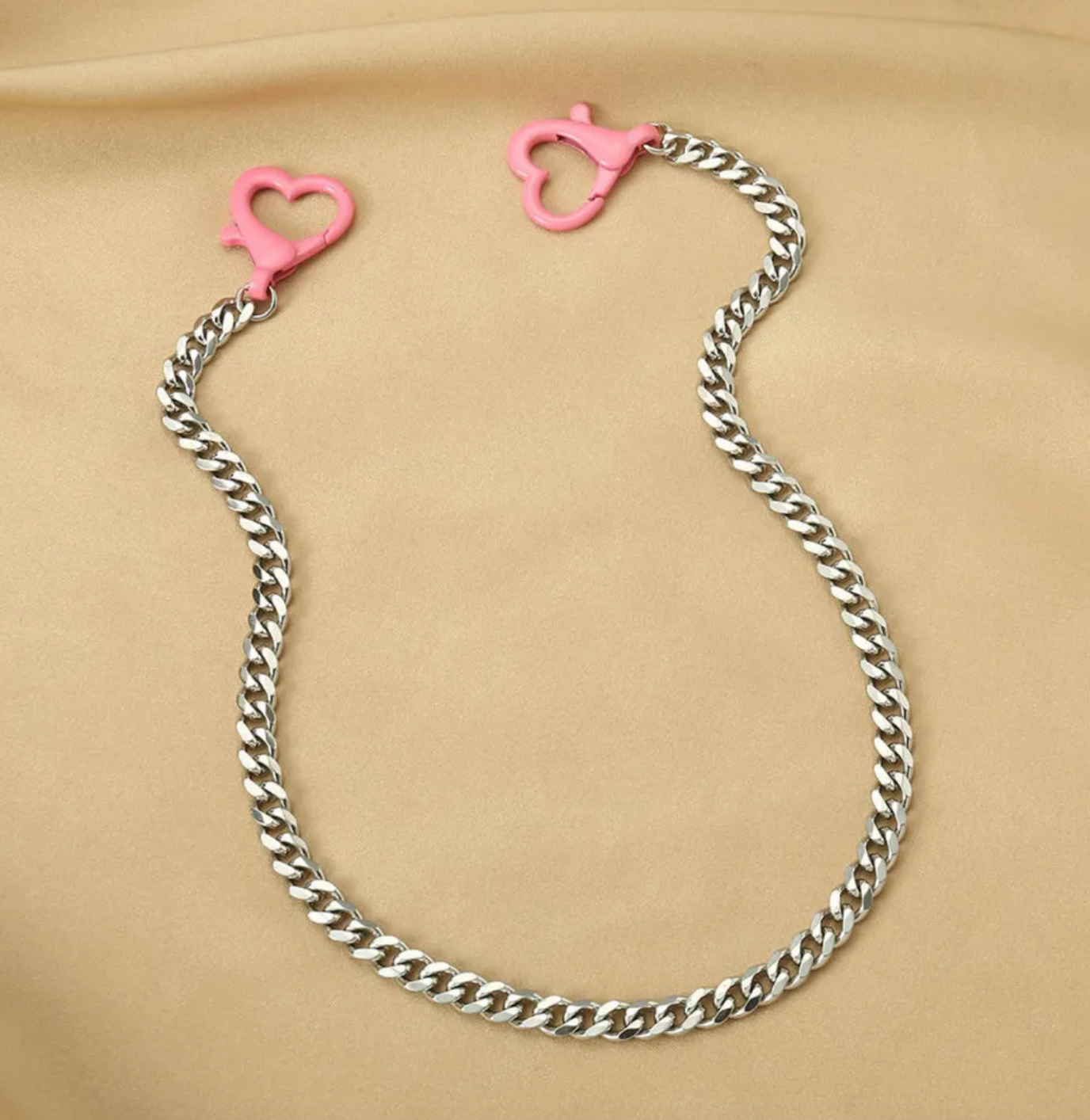 Чокер, длина 45 см, розовый, серебряный — фото 1