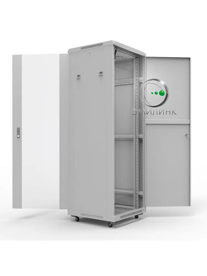 Шкаф напольный NTSS NTSS-R18U6080GS 18U, 600x800 мм, Стеклянная передняя дверь, Сеpый