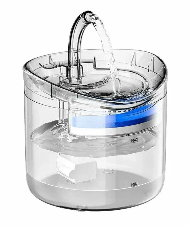 Изображение Поилка "Фонтан", для кошек и собак, прозрачная , пластик, 1,8 л, от USB