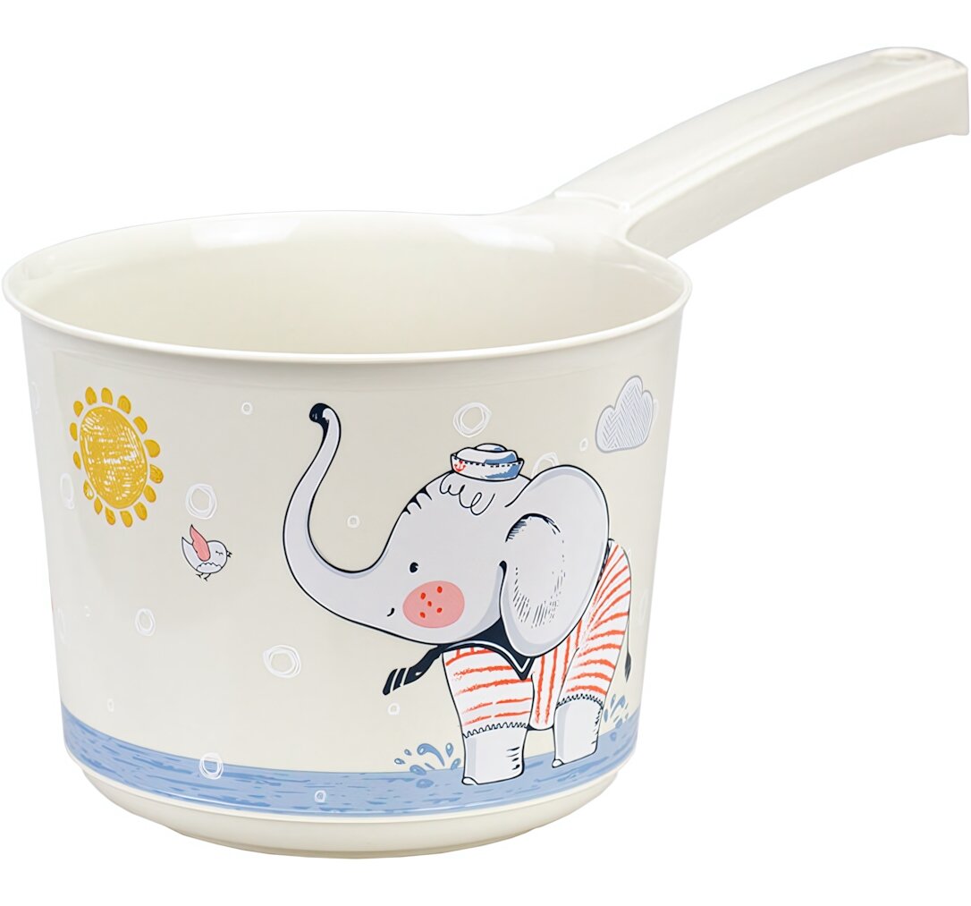 Ковш детский 15л с мерной шкалой пластик декор «Слоник» удобная ручка IML-технология