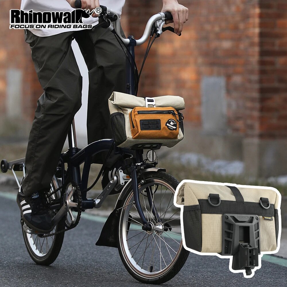 Сумка на руль Rhinowalk для Brompton Dahon, черная, Черный — фото 1