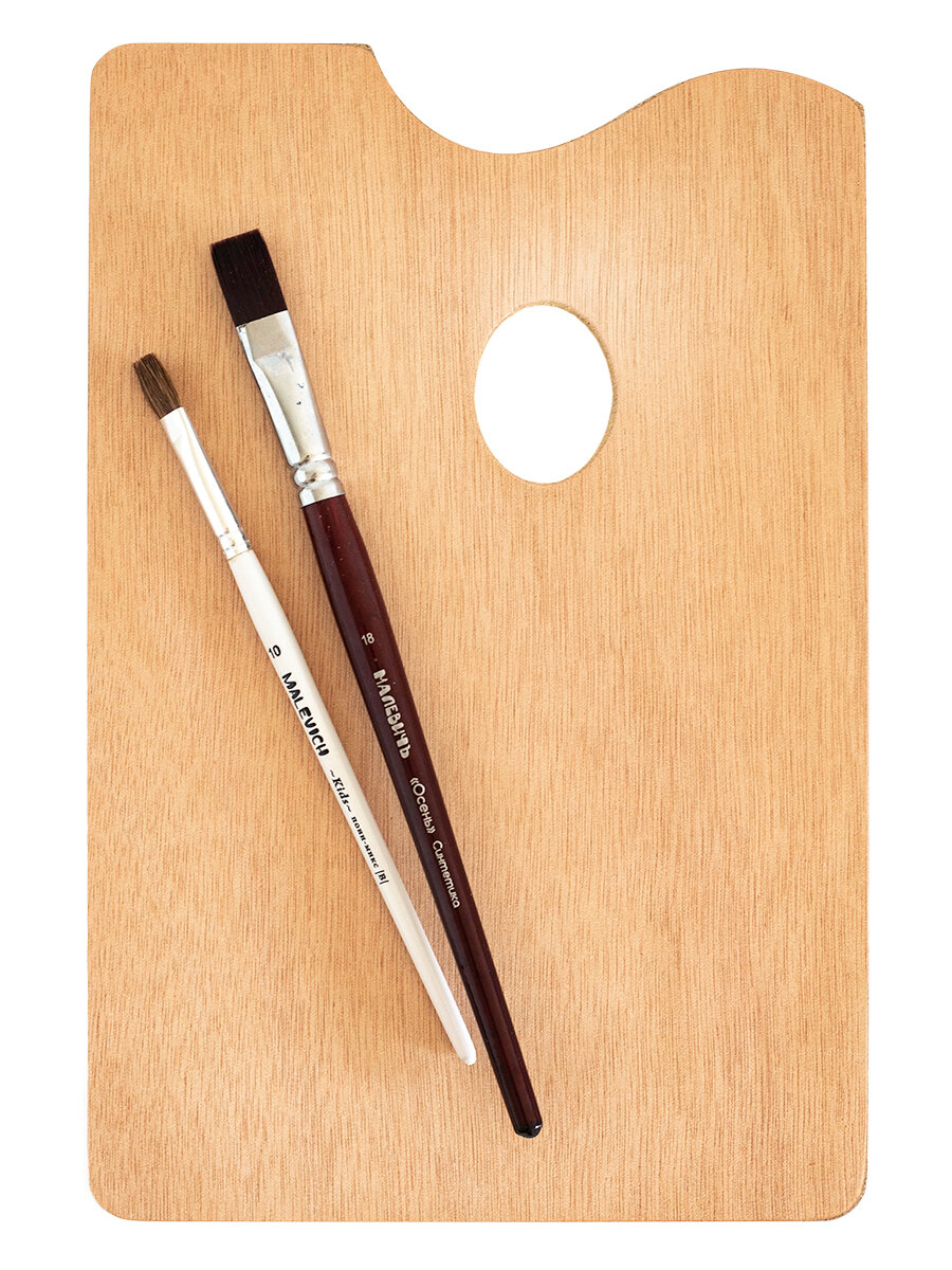 Прямоугольная деревянная палитра Малевичъ, размер 20х30 см, ДВП — фото 1