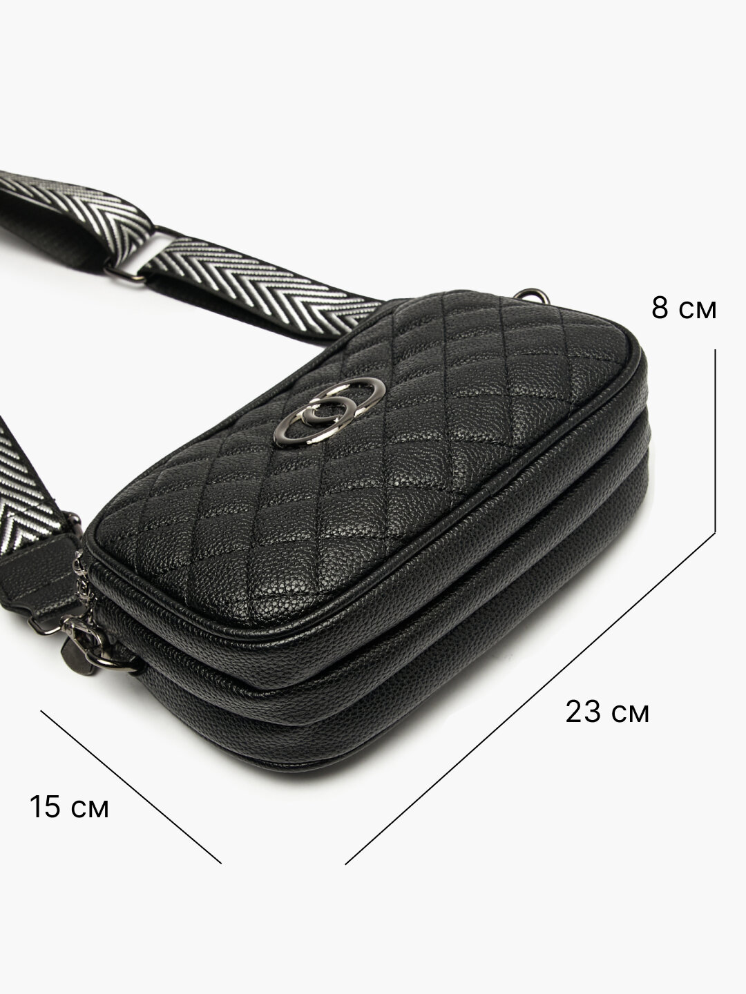 Сумка кросс-боди , фактура стеганая, черный — фото 1