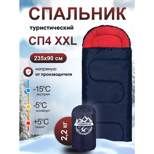Спальник туристический Чайка СП4 XXL синий/красный