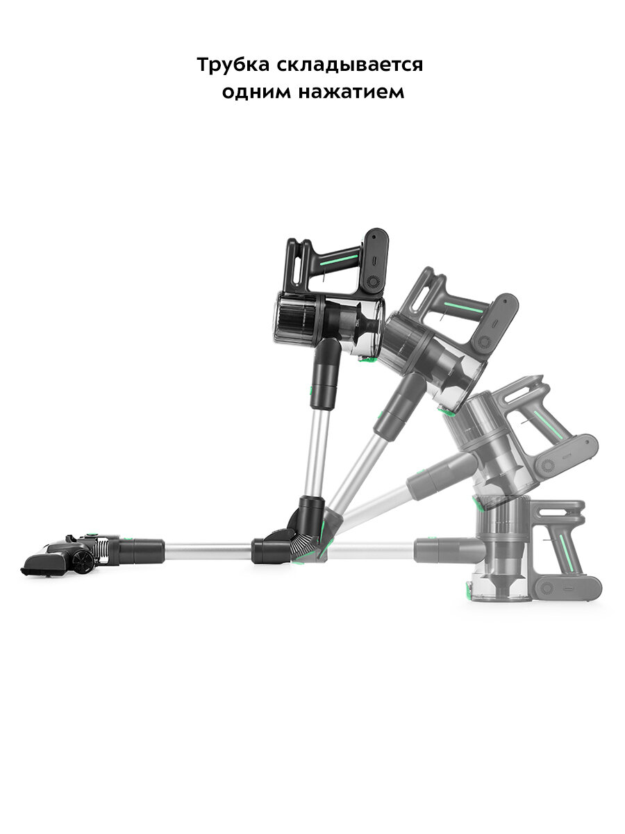 Вертикальный пылесос Kitfort КТ-5168-2 черно-зеленый — фото 1