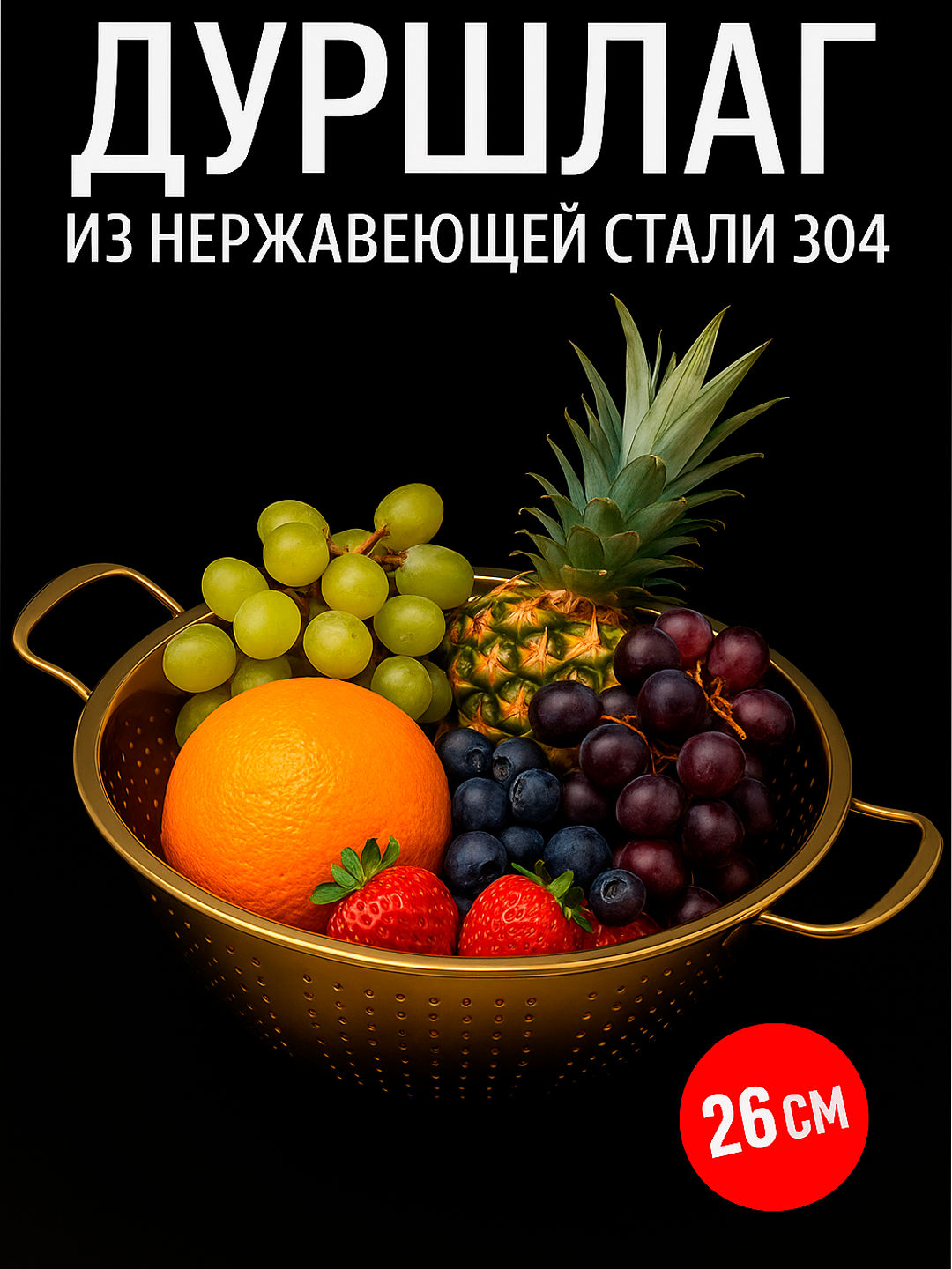 Дуршлаг для риса из нержавеющей стали, для кухни. диаметр 24 см