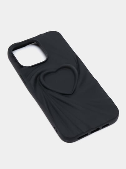 Силиконовый чехол с 3D сердечками для iPhone 15 PRO, мягкий и стильный — фото 1
