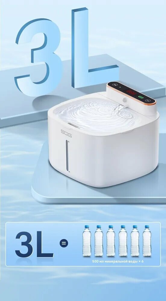 Питьевые Фонтанчики Xiaomi Xiaomi Поилка фонтанчик автоматическая для кошек и собак питьевой с датчиком движения