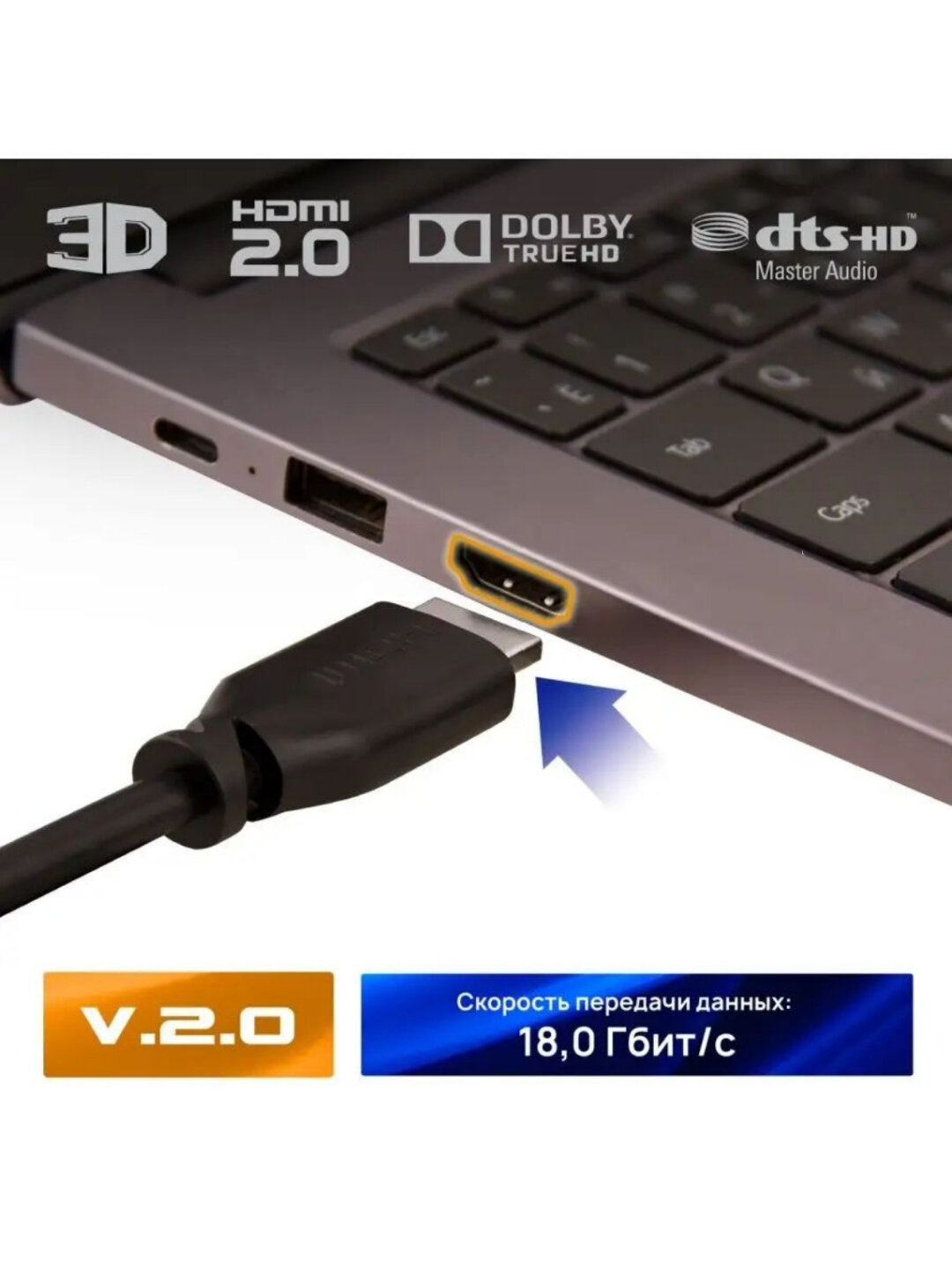 Кабель HDMI, 1.5 м, 3 м, 5 м, 10 м, 15 м, 20 м, 25 м, 30 метров 1m — фото 1