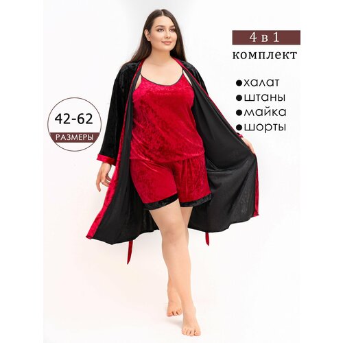 фото Пижама sabo textile, размер xxl, красный, черный