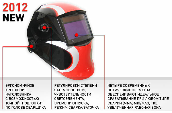Маска сварщика Хамелеон Aurora SUN-7 c увеличенным светофильтром — фото 1
