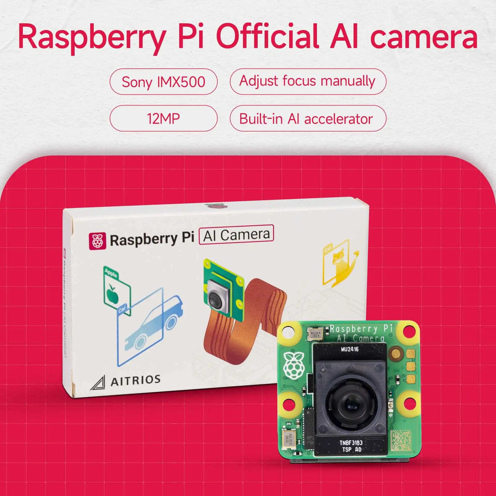 YAHBOOM Камера Raspberry Pi AI 12МП