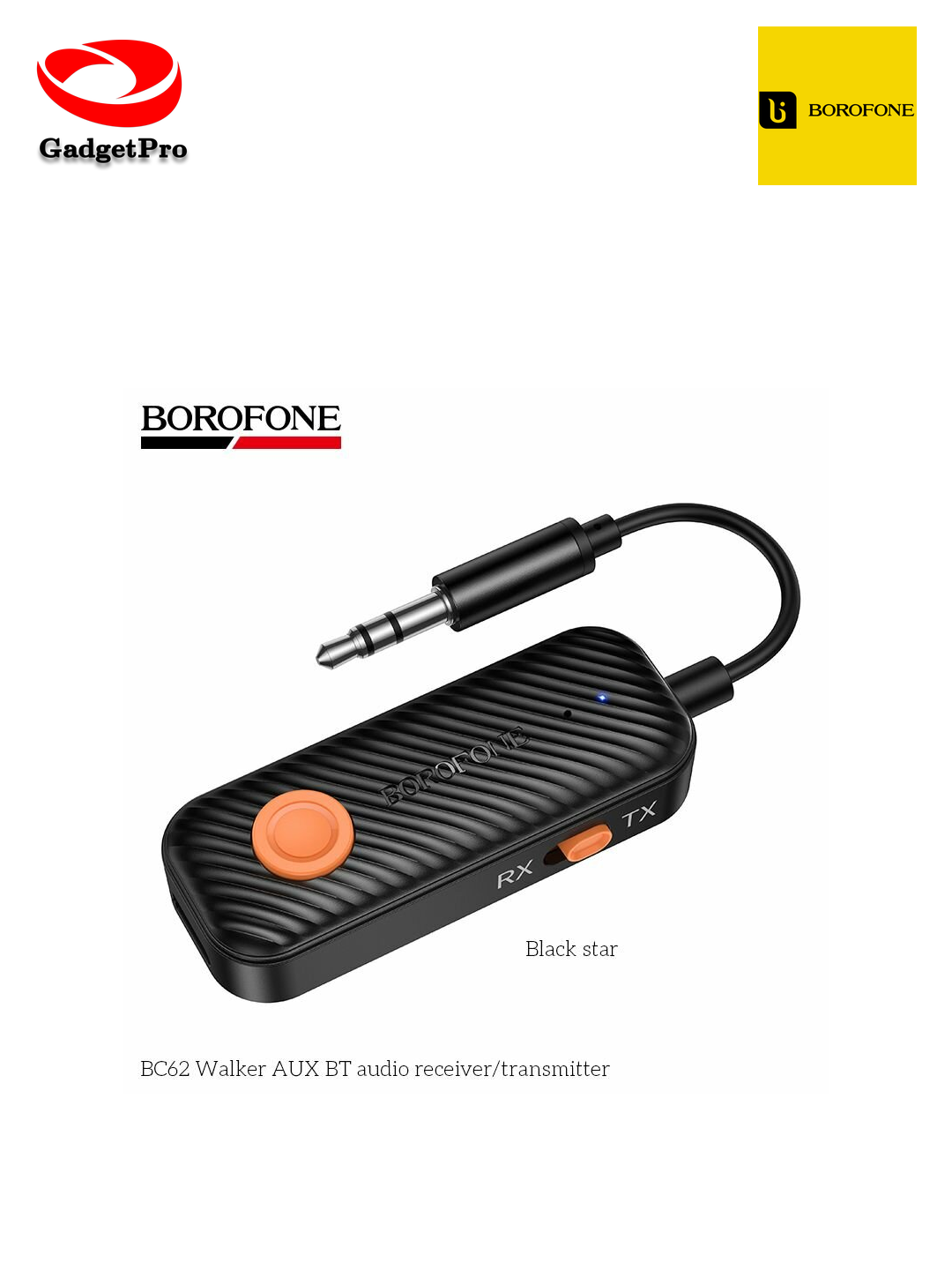 AUX Bluetooth аудио-приемник/передатчик BOROFONE BC62 (BT 5.3, RX/TX) - адаптер для авто, беспроводной, современный