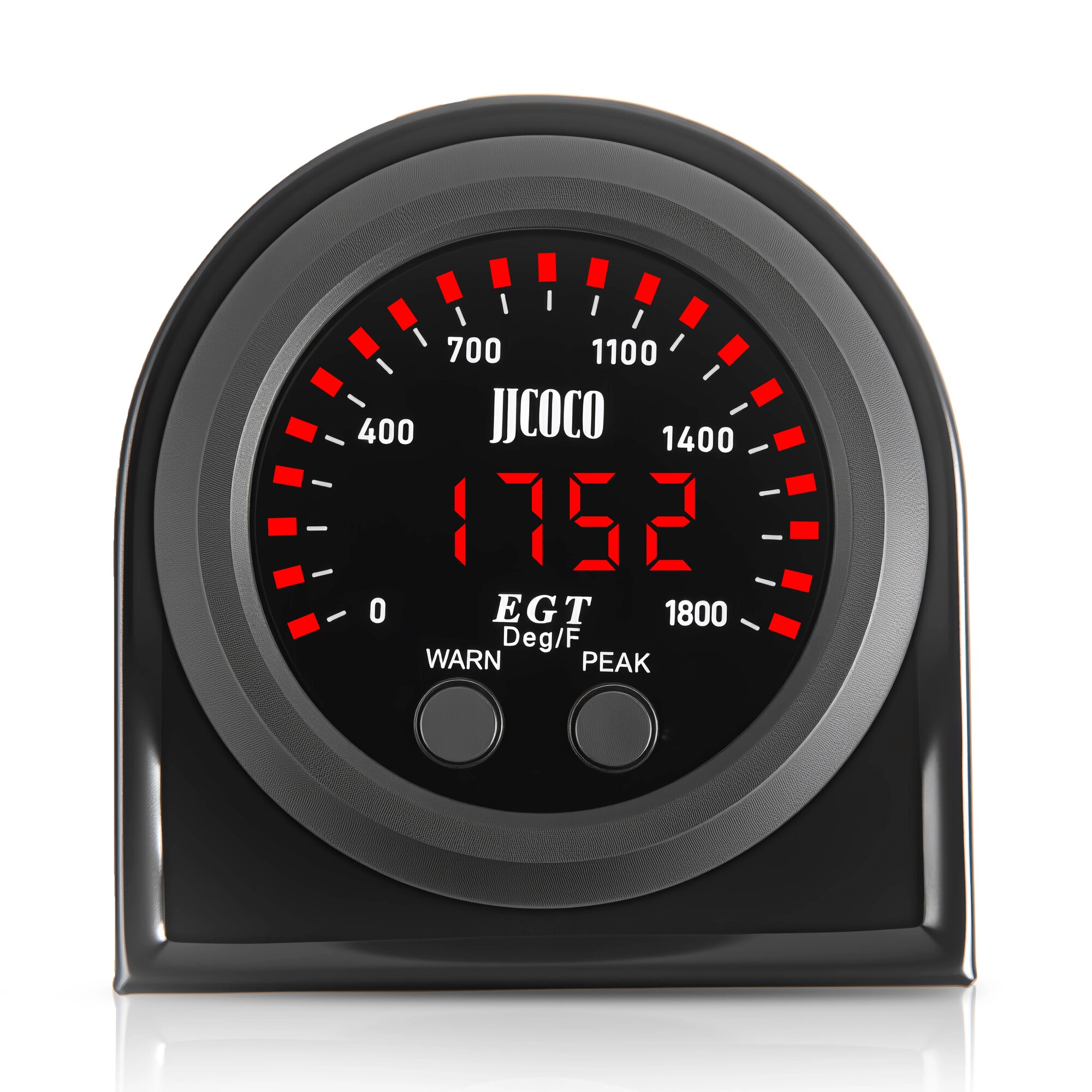 JJCOCO Универсальный измеритель температуры выхлопных газов 52 мм ультратонкий круглый с красным светодиодным дисплеем -17 ~ 1000 DEG.C (0-1800 DEG.F) и кронштейн