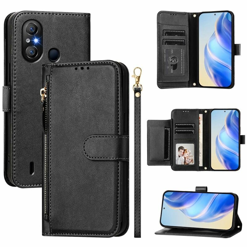Чехол-книжка для Itel A49 Play и Itel A58 Lite (Ител A49 Play и Ител A58 Lite) с кошельком на молнии. Мягкий силикон, полная защита, ударостойкий, беспроводная зарядка