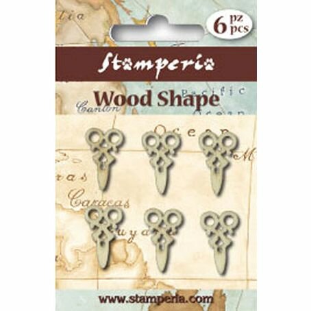 Декоративные элементы STAMPERIA "Wood Shape", Ножницы, натуральный цвет, 6 шт