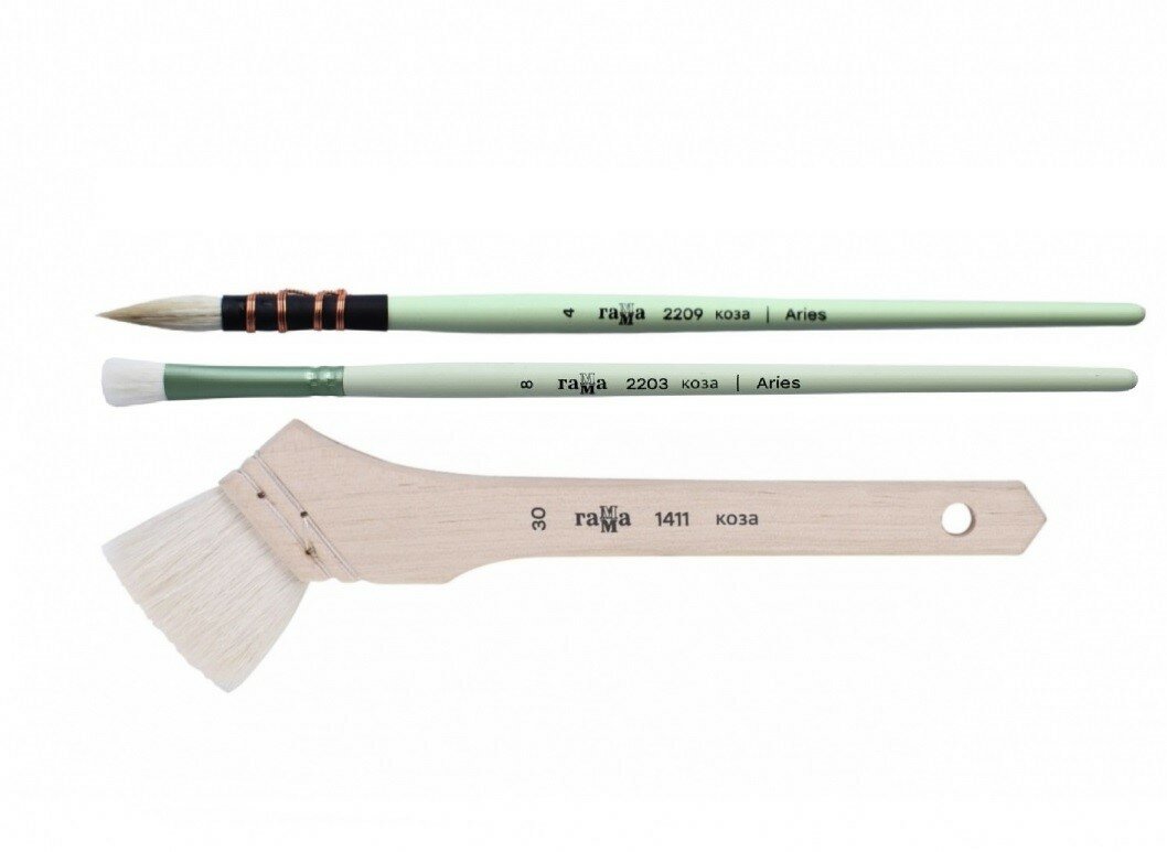фото Гамма Комплект кистей для акварели из козы, №4, №8, №30, 3шт