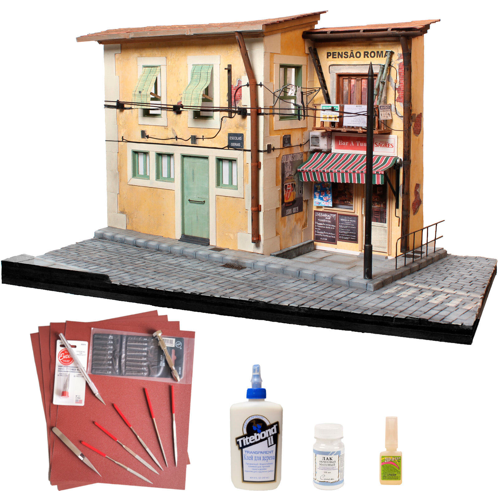 Диорама Lisboa, 600х300х375 мм, М.1:24, подарочный набор плюс инструменты, краски, лак и клеи