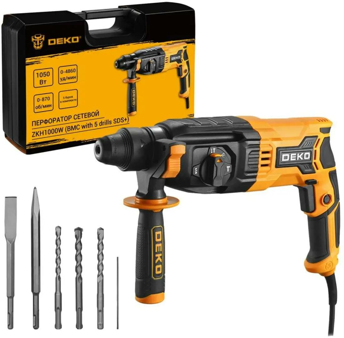 Перфоратор сетевой SDS-plus Deko ZKH1000W, 1050 Вт, 3.2 Дж — фото 1