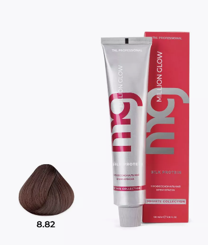 Крем-краска для волос TNL Million glow Private collection Silk protein 8.82 Светлый коричневый фиолетовый блонд, 100мл
