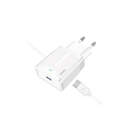 Сетевое зарядное устройство PERO TC04 1USB 2.1A + MICRO-USB CABLE белый