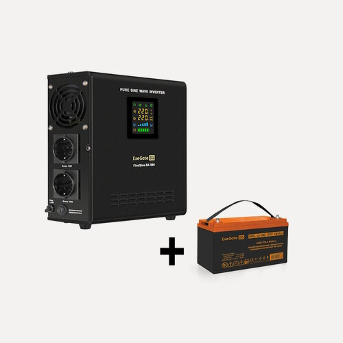 Изображение товара Комплект ИБП ExeGate FineSine SX-500. LCD. AVR.2SH + батарея ExeGate HRL 12-100 (12В, 100Ач) 1шт EX296509RUS
