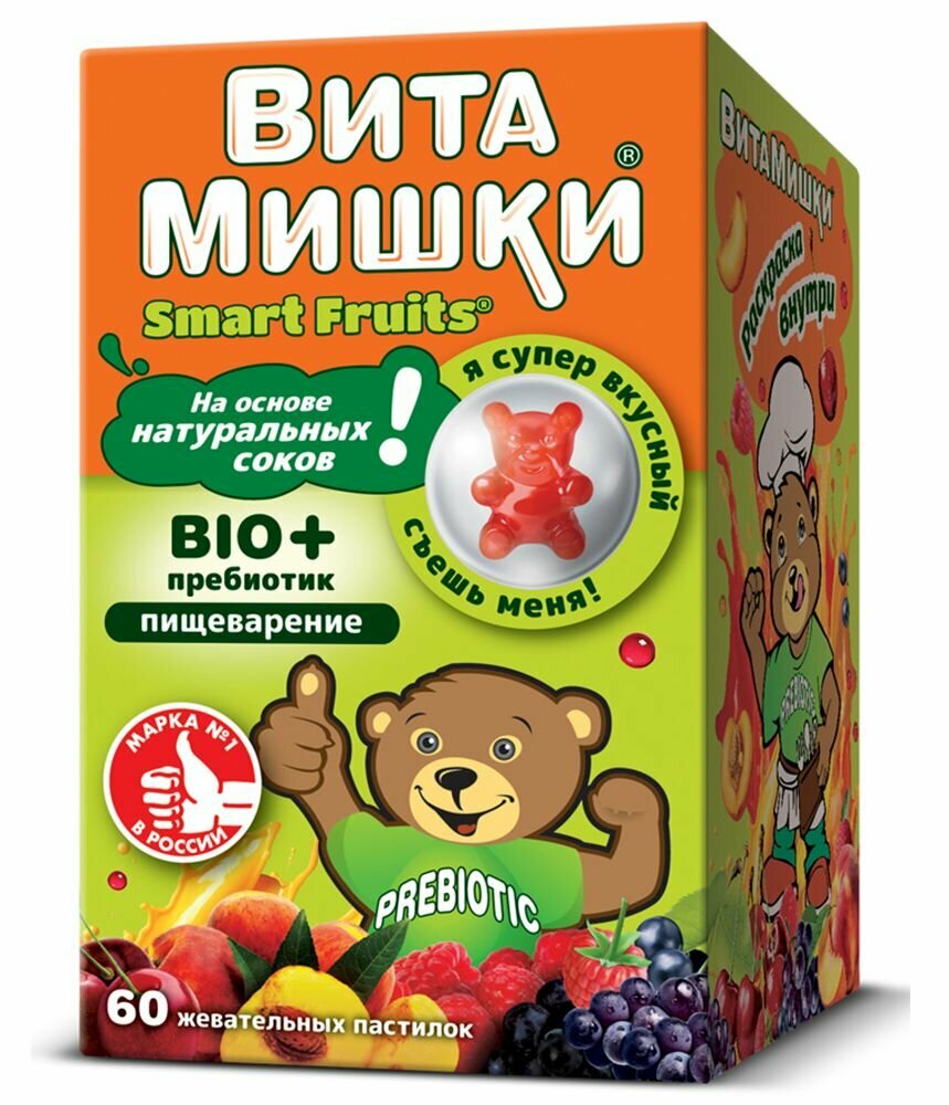ВитаМишки BIO + пребиотик, пастилки жевательные 2500 мг, 60 шт.