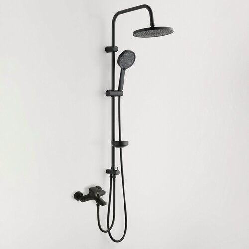 Изображение товара Черная матовая душевая стойка с тропическим душем и смесителем с изливом BOND B03-9588