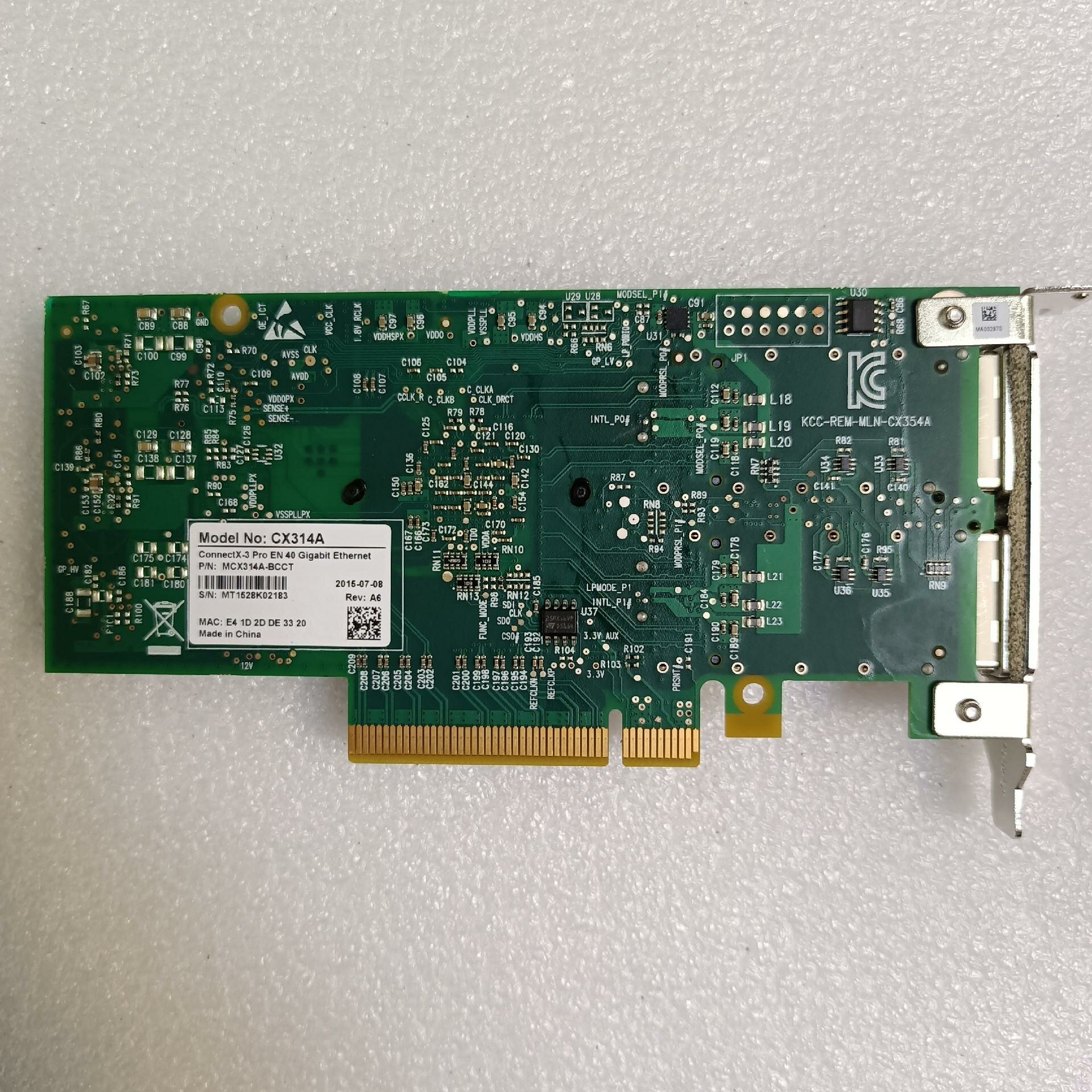 Сетевой адаптер Mellanox ConnectX-3 Pro EN network interface card 40/56GbE dual-port QSFP PCIe3.0 x8 8GT/s tall bracket RoHS R6 MCX314A-BCCT - фото №4