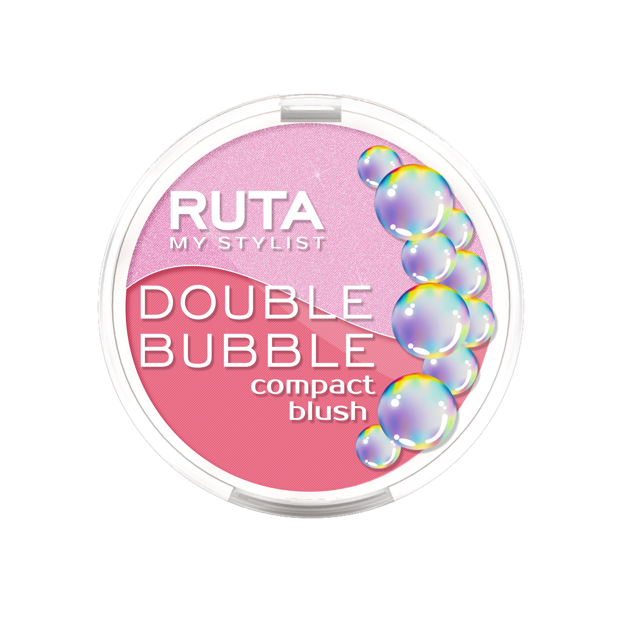RUTA Румяна компактные двойные "DOUBLE BUBBLE", 103 сияющий нежно-розовый и матовый оттенок малины