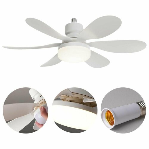 Вентилятор Вентилятор с розеткой E2627 Светодиодные потолочные вентиляторы для спальни и кухни белый 1911₽