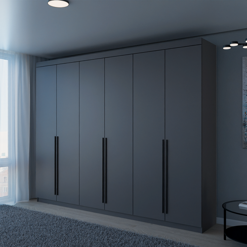 Изображение товара Шкаф распашной Пакс - 6 | ЛДСП Графит | Ручки черные