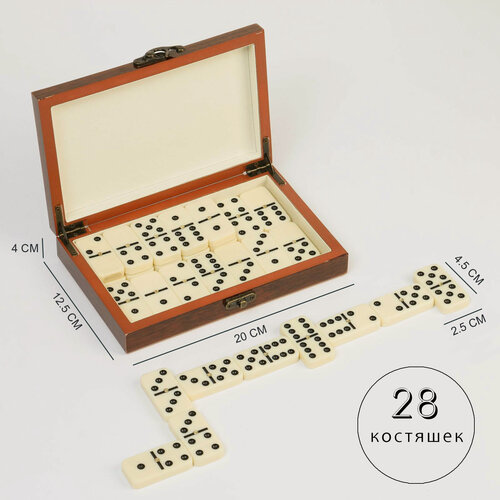 Изображение товара Домино настольная игра "Подарочное" 20 х 12.5 х 4 см, костяшка 5 х 2.5 см, 28 штук