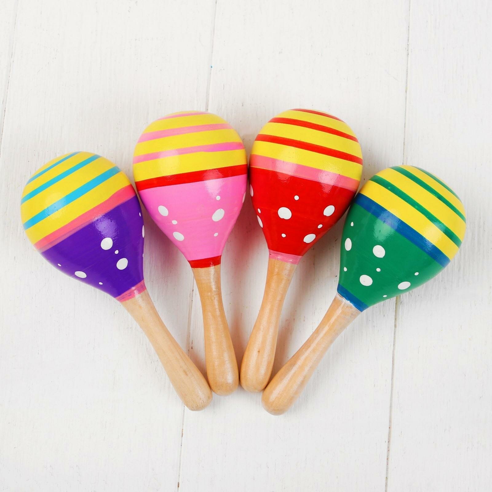 Музыкальная игрушка Лесная мастерская "Маракас" с белым горошком цвета микс